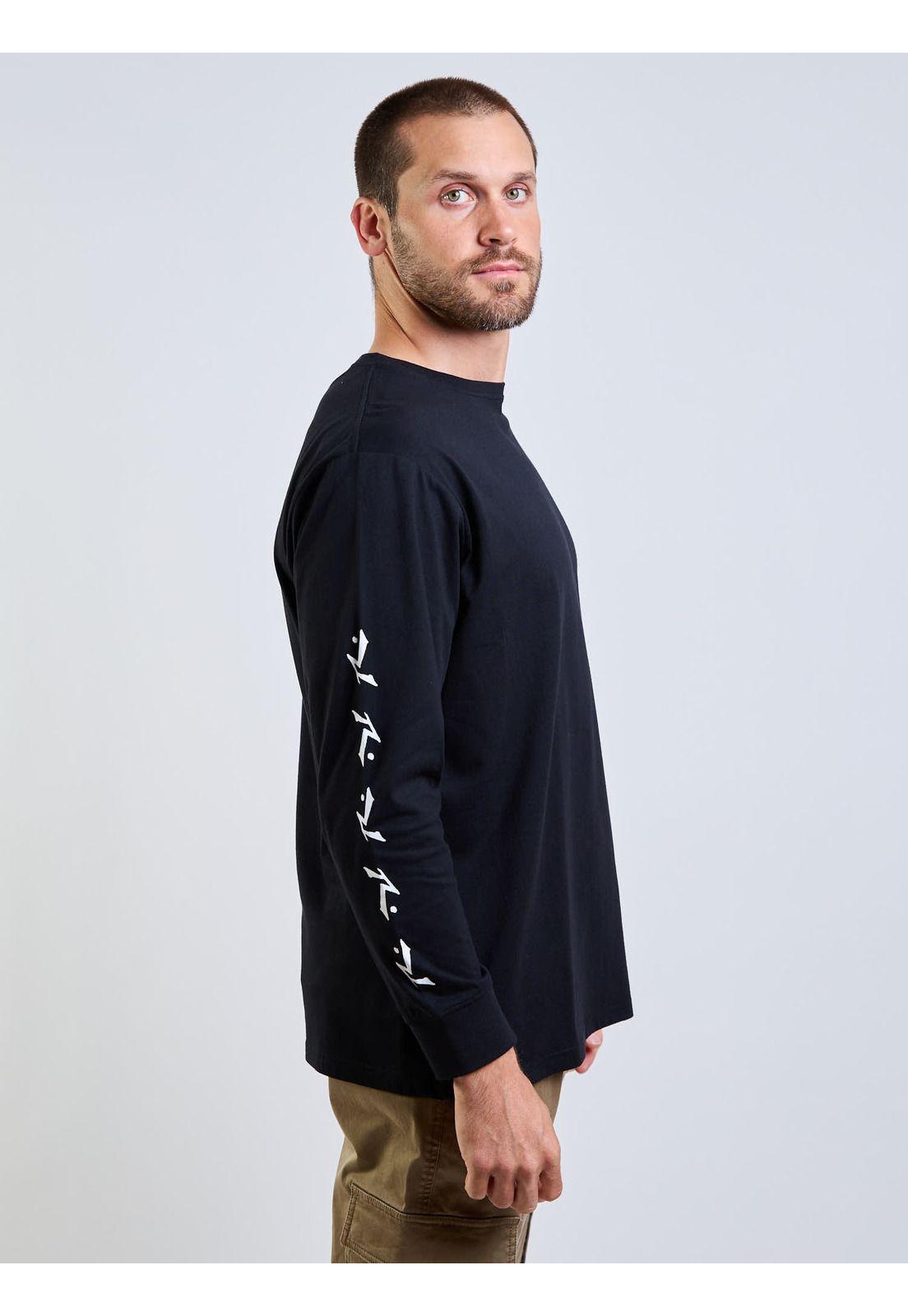 Polera ML R Logo Negro Hombre Rusty-5