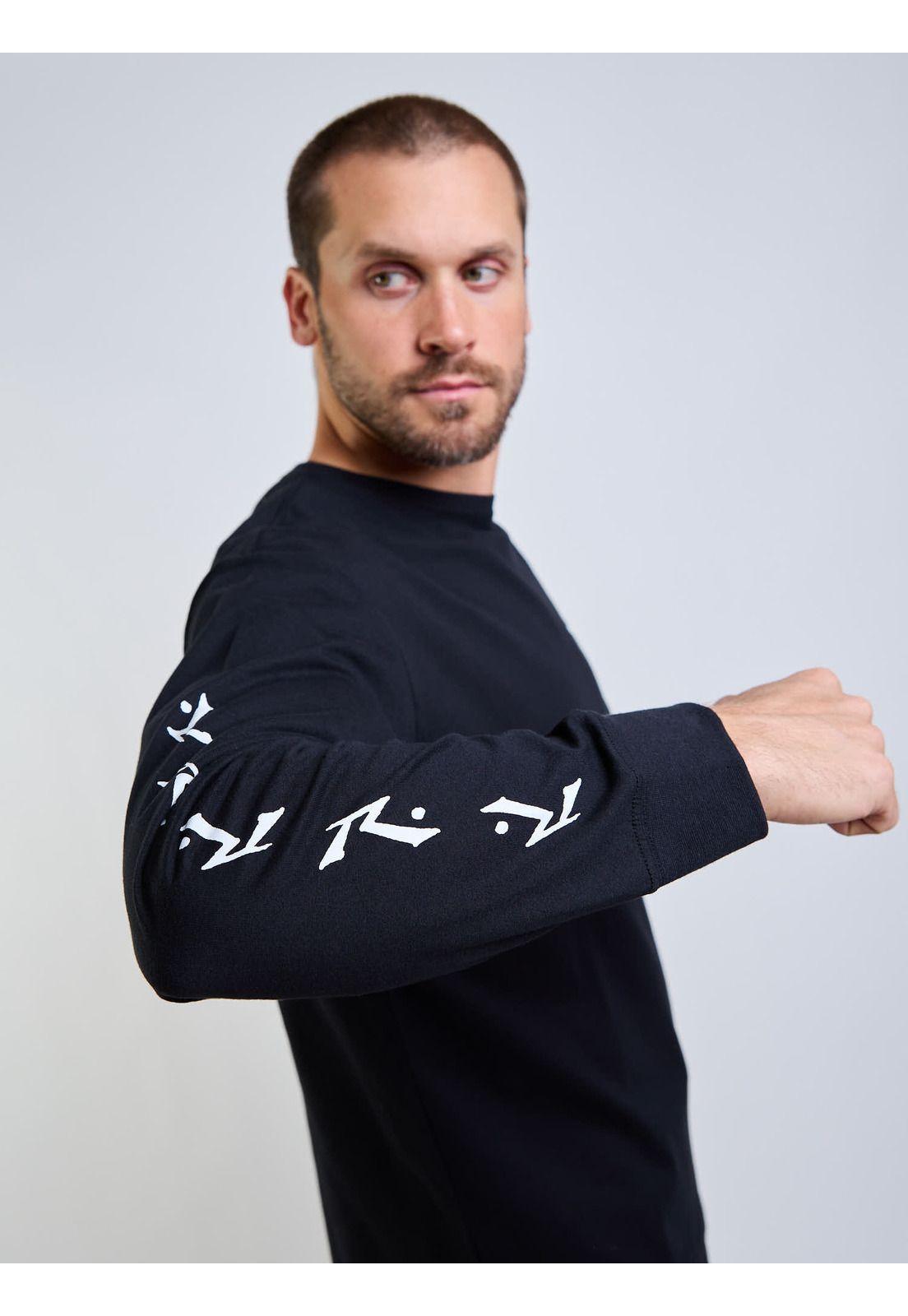 Polera ML R Logo Negro Hombre Rusty-6
