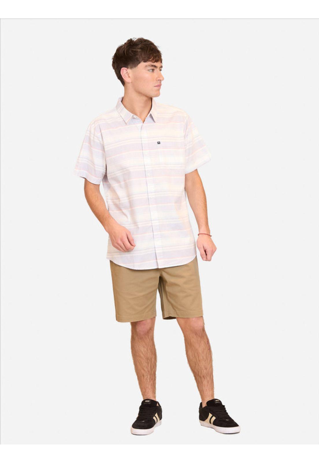 Camisa M/C Shirt Lines Light Blue Multicolor Hombre Rusty-3