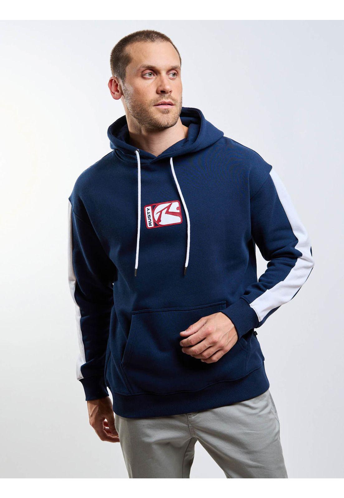 Poleron Canguro Rusty Div. Hoodie Azul Hombre Rusty-3