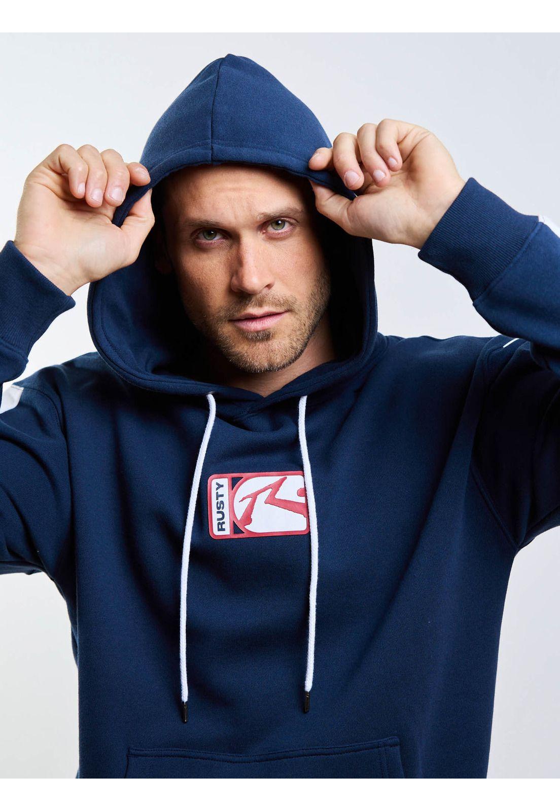 Poleron Canguro Rusty Div. Hoodie Azul Hombre Rusty-4