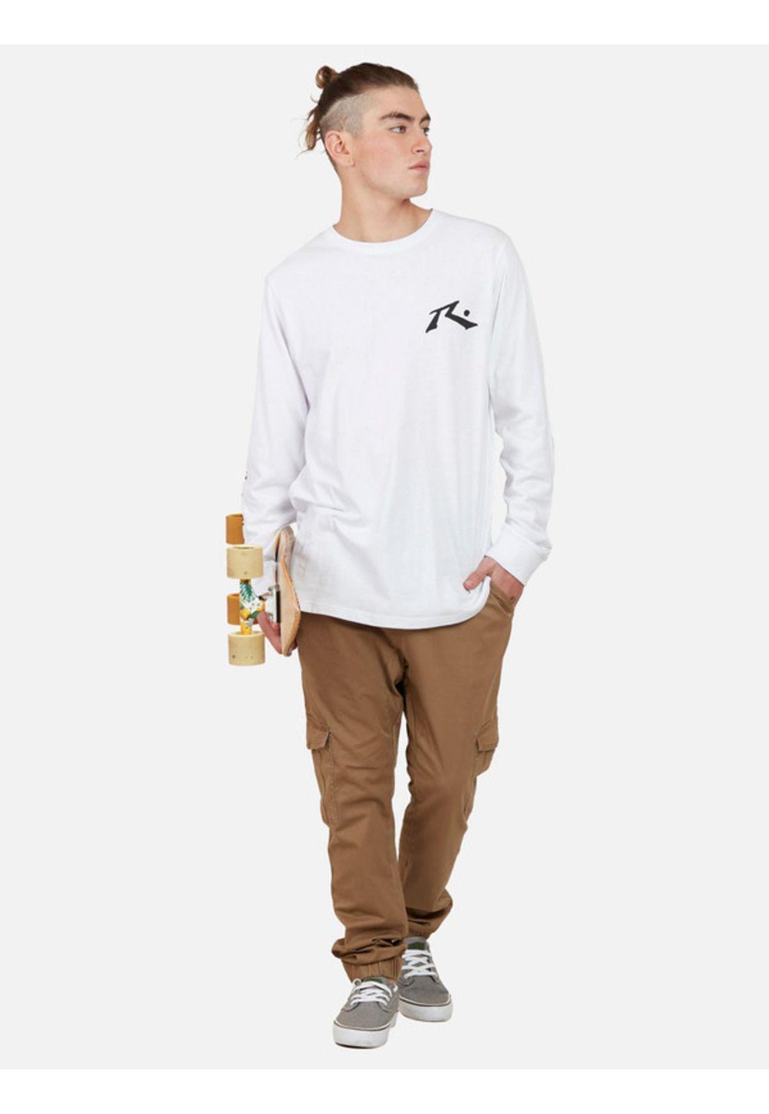 Polera R Logo LS tee Blanco Hombre Rusty-3