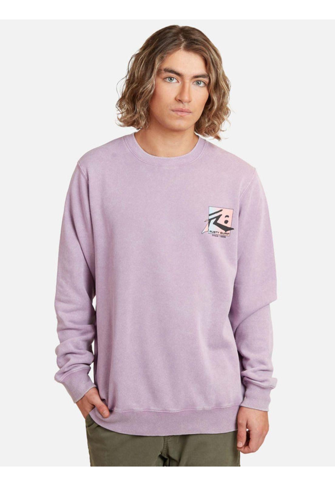 Poleron Surf Acid Crew Negro Hombre Rusty-0