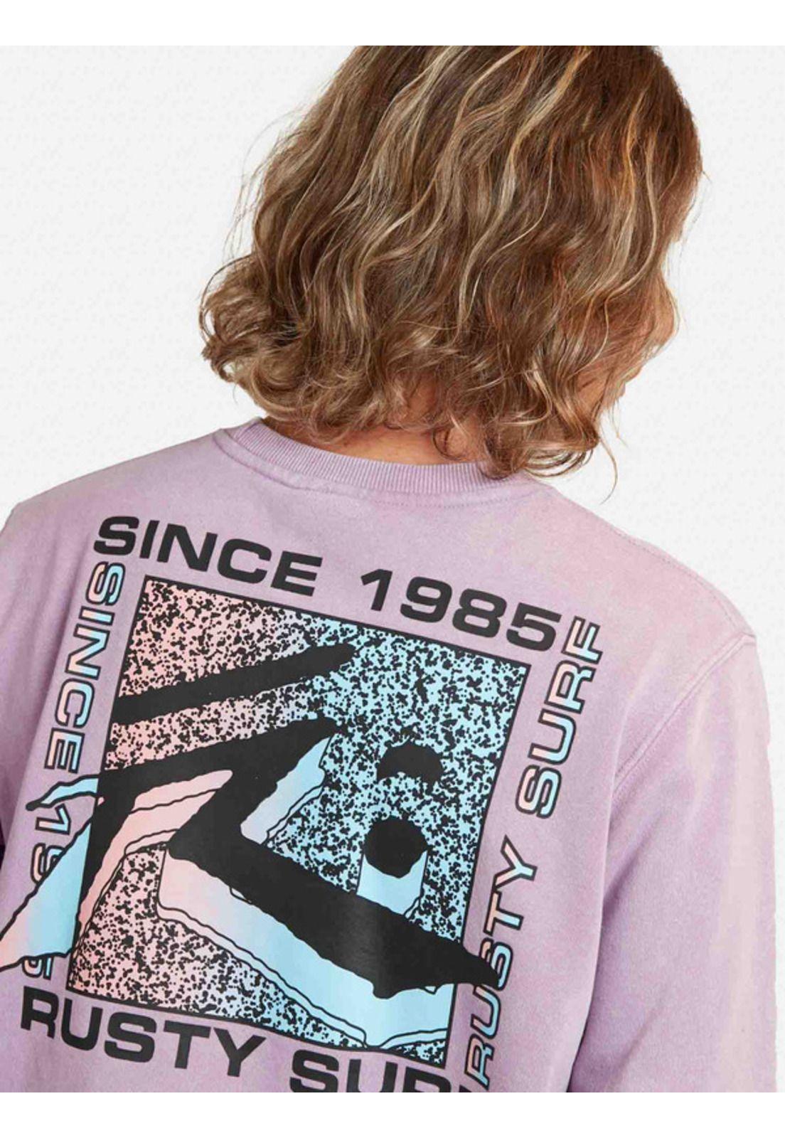 Poleron Surf Acid Crew Negro Hombre Rusty-2