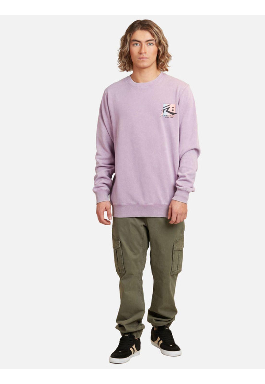 Poleron Surf Acid Crew Negro Hombre Rusty-3