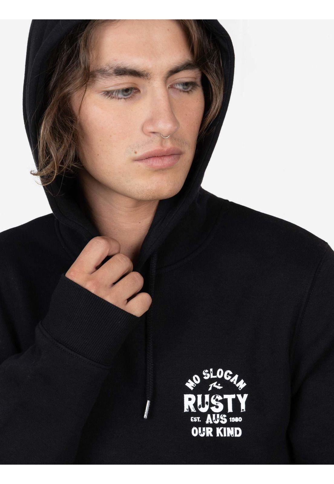 Poleron NO SLOGAN HOODIE Hombre Negro Rusty-3