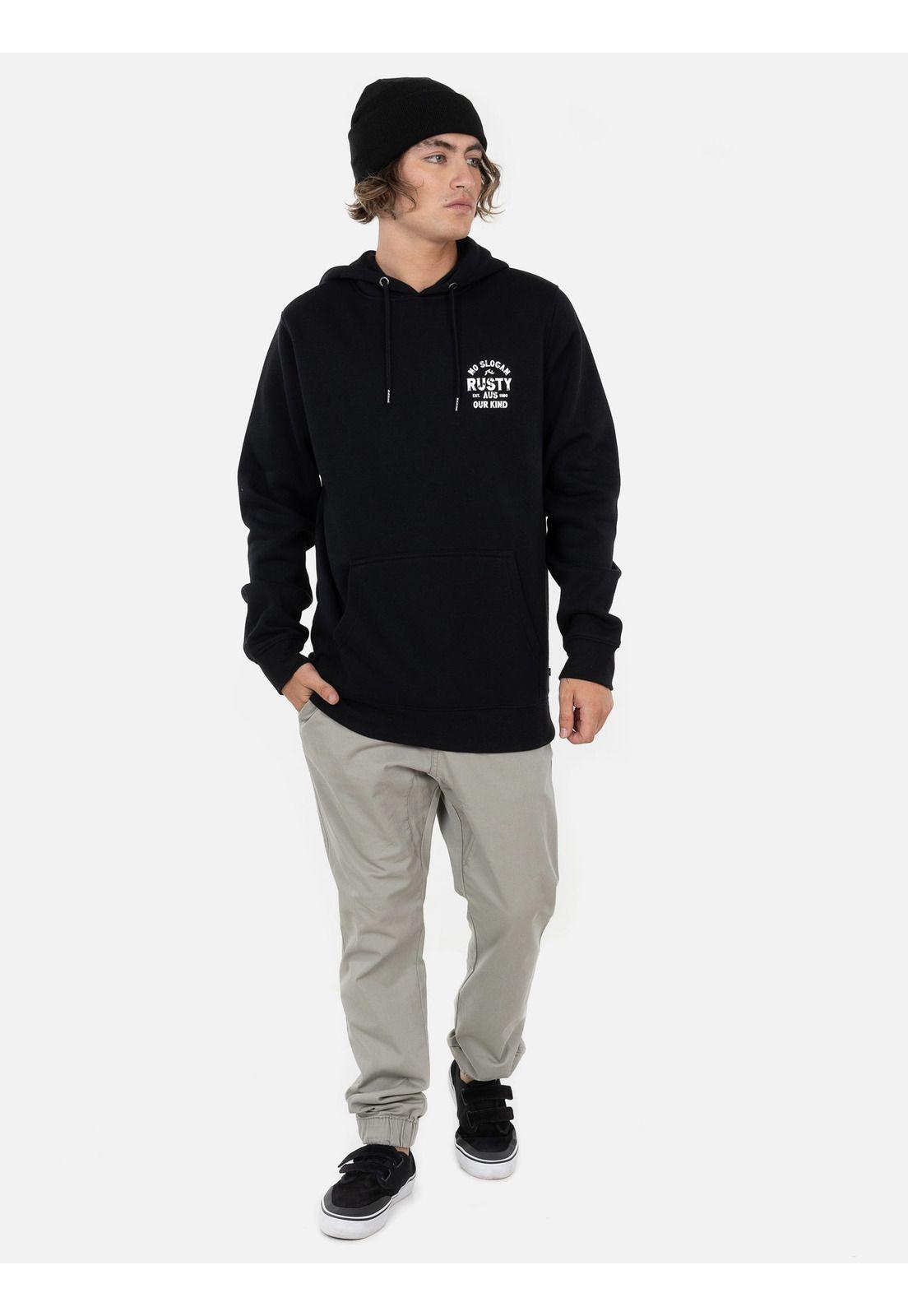Poleron NO SLOGAN HOODIE Hombre Negro Rusty-4