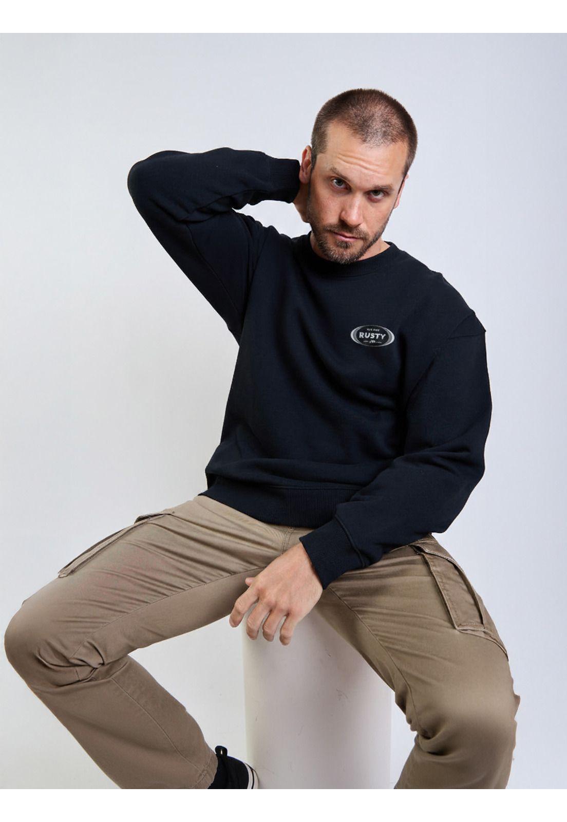 Poleron CR Classic Oval Crew Negro Hombre Rusty-4