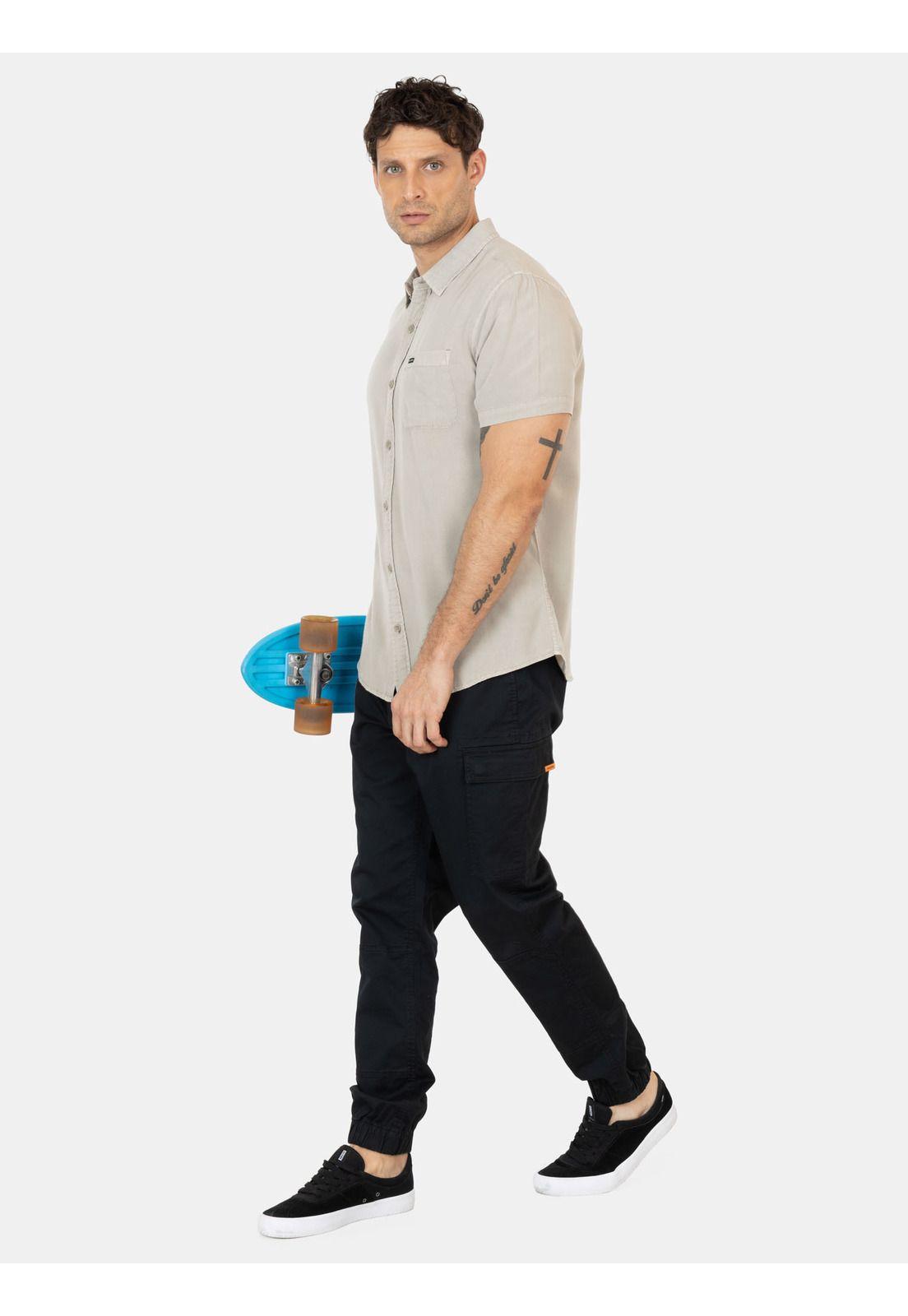 Camisa MC Barlo Beige Hombre Volcom-3
