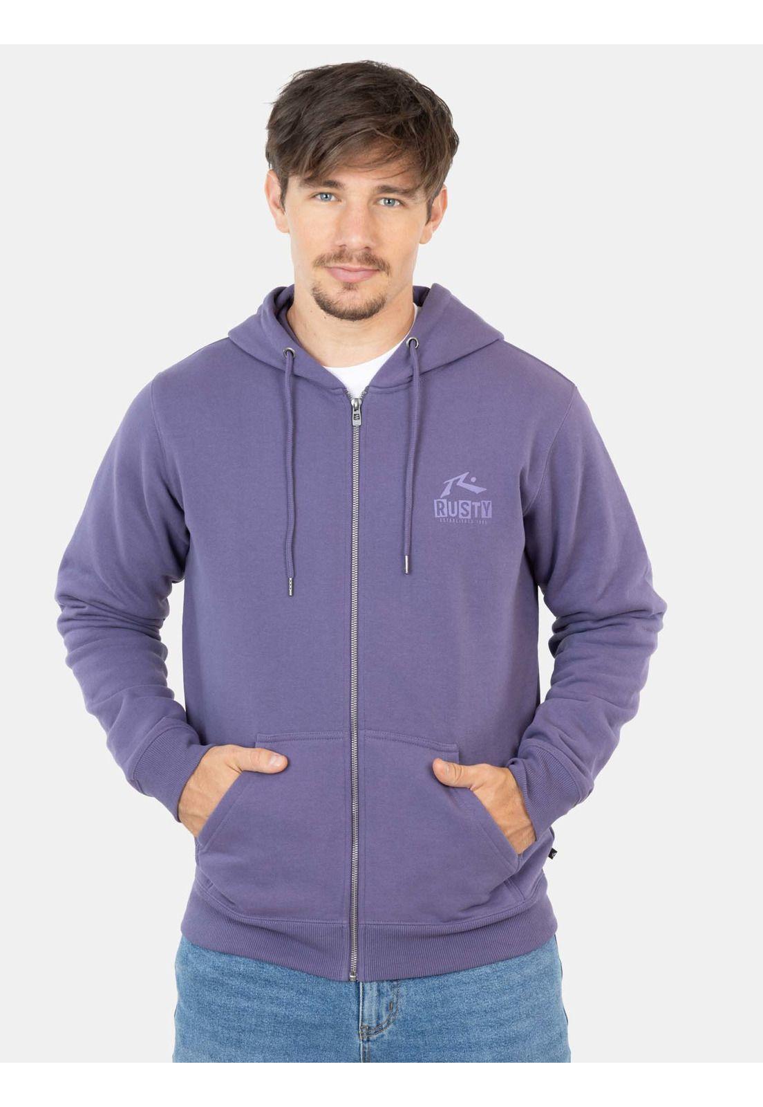 Poleron Destroyed Full Zip Morado Hombre Rusty-0