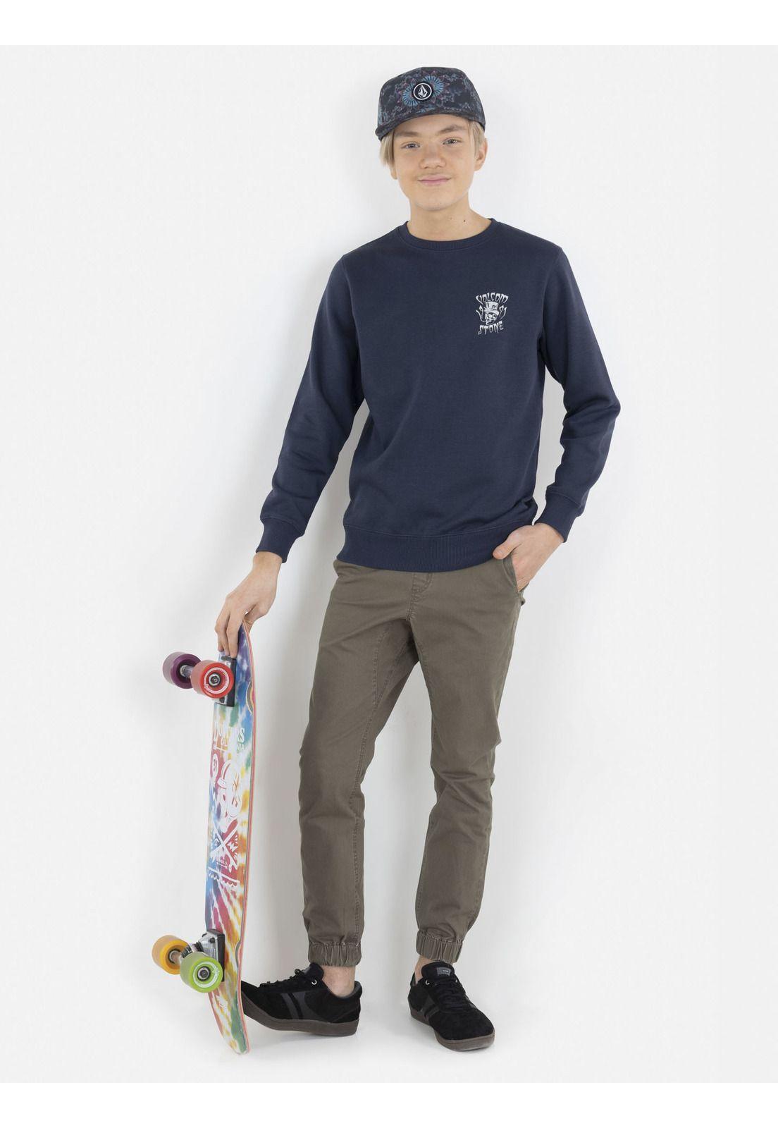 Poleron STONED 2 DABONE CREW Juvenil Azul Volcom-4