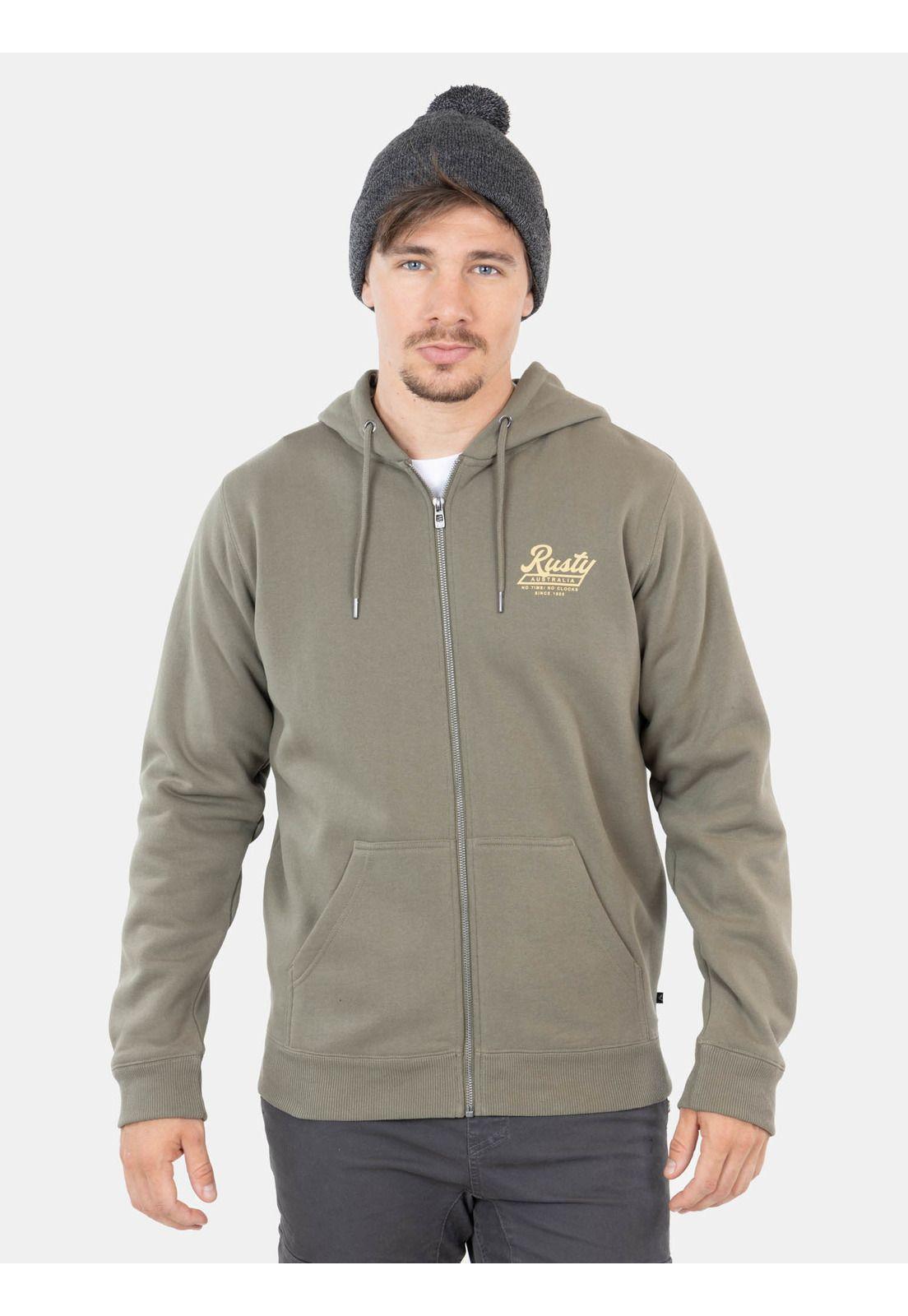 Poleron No Time Full Zip Verde Hombre Rusty-0