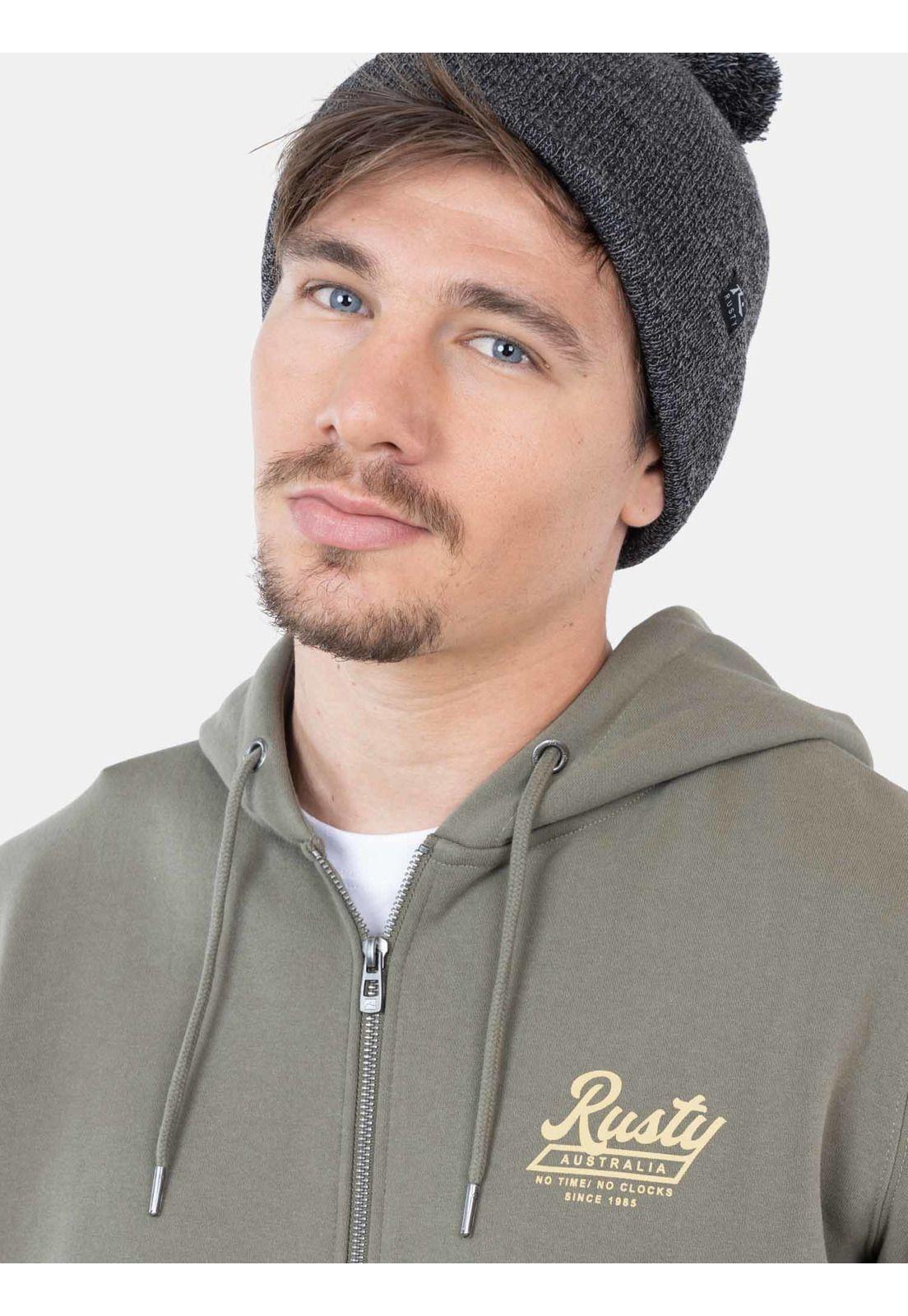 Poleron No Time Full Zip Verde Hombre Rusty-2