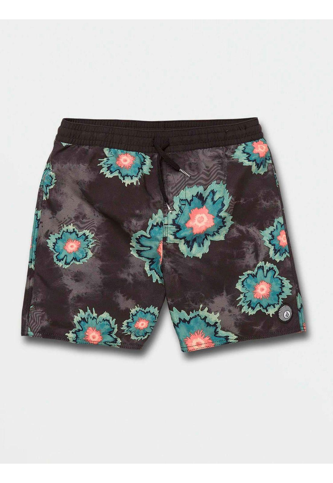 Traje de Baño MEDAL PETAL TRUNK Juvenil Negro Volcom-0