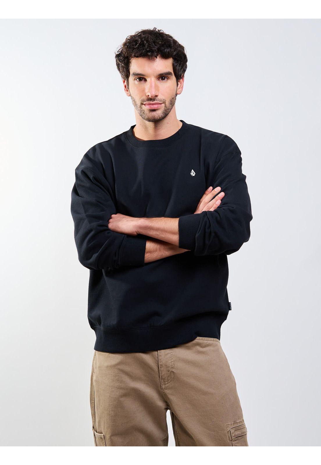 Poleron CR Single Stone Crew Negro Hombre Volcom-4
