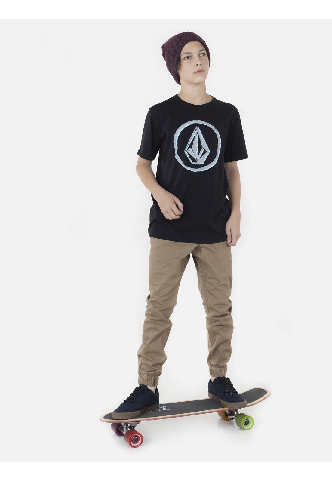 Polera Juvenil CIRCLESTONES S/S TEE Y Negro Volcom-3