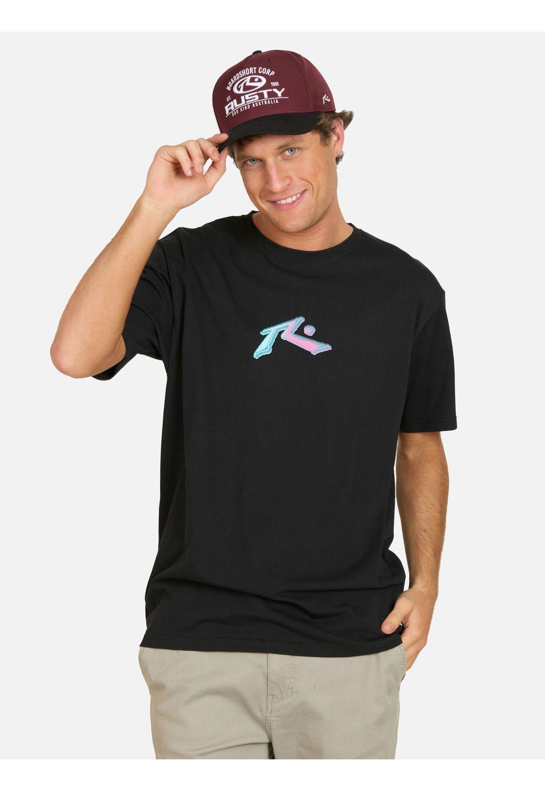 Polera MC Estampa Negro Hombre Rusty-0
