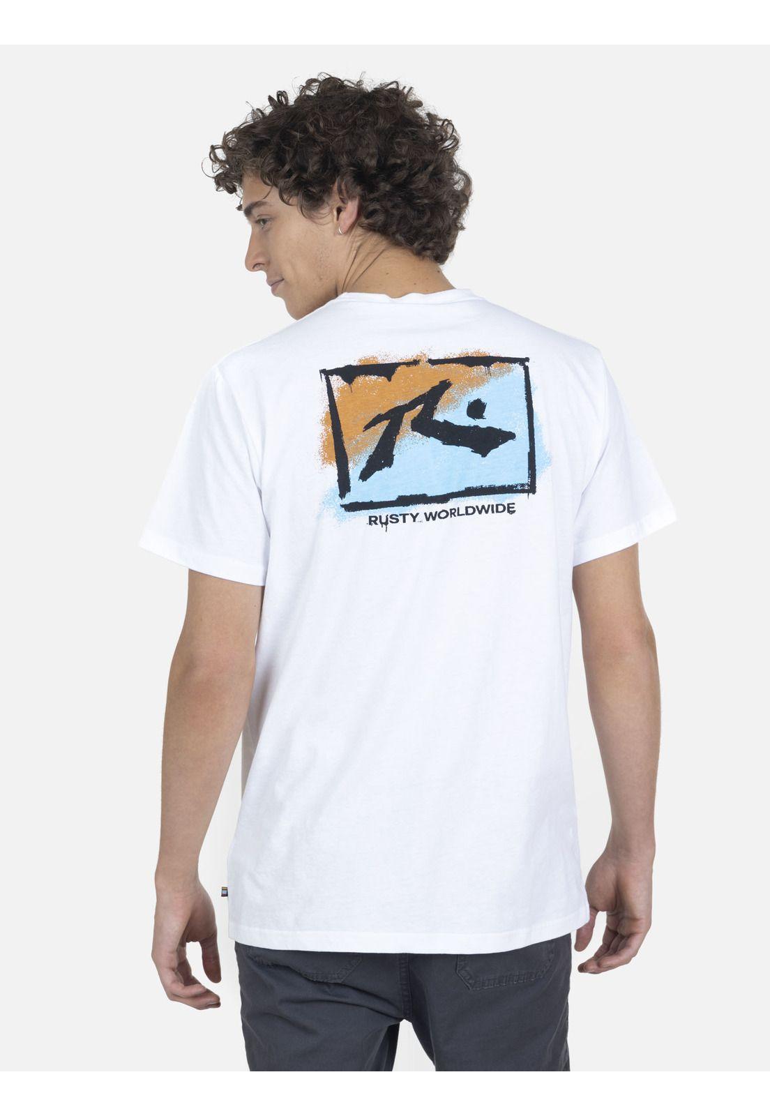 Polera Hombre SQUARE R SPRAYY S/S TEE Blanco Rusty-1