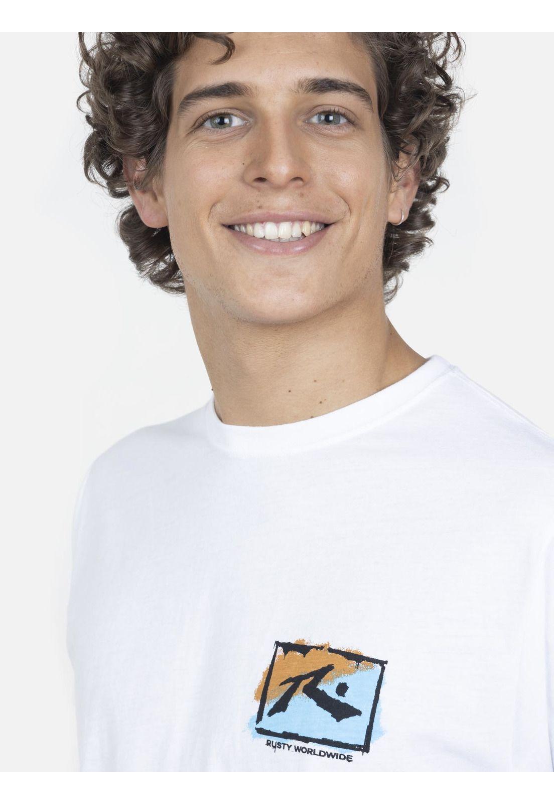 Polera Hombre SQUARE R SPRAYY S/S TEE Blanco Rusty-2