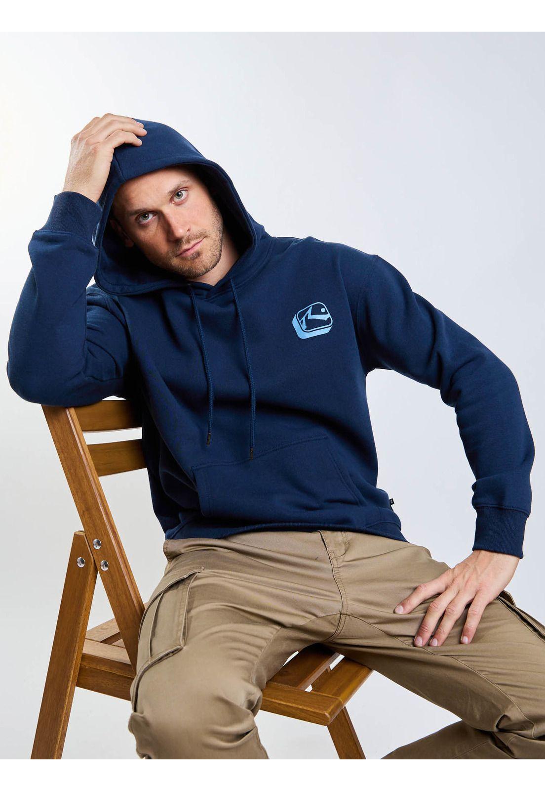 Poleron Canguro Original Rusty Hoodie Azul Hombre Rusty-5
