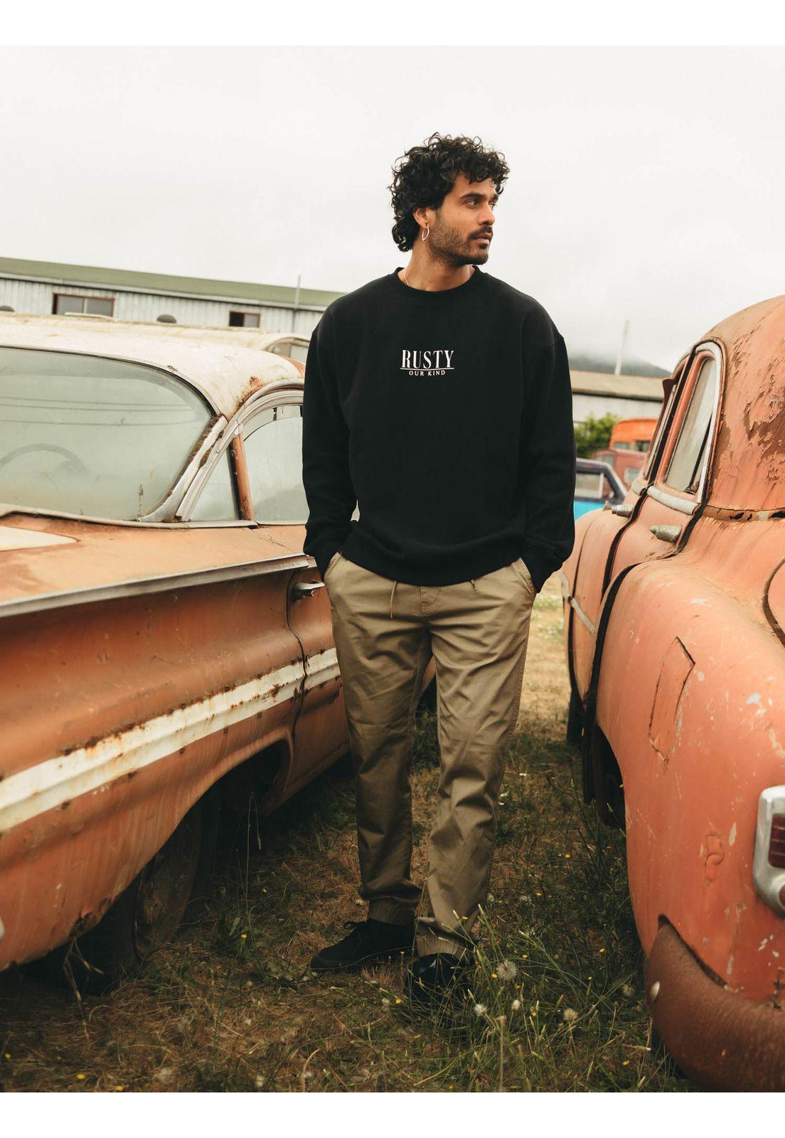 Poleron CR Dead Smyle Crew Negro Hombre Rusty-3