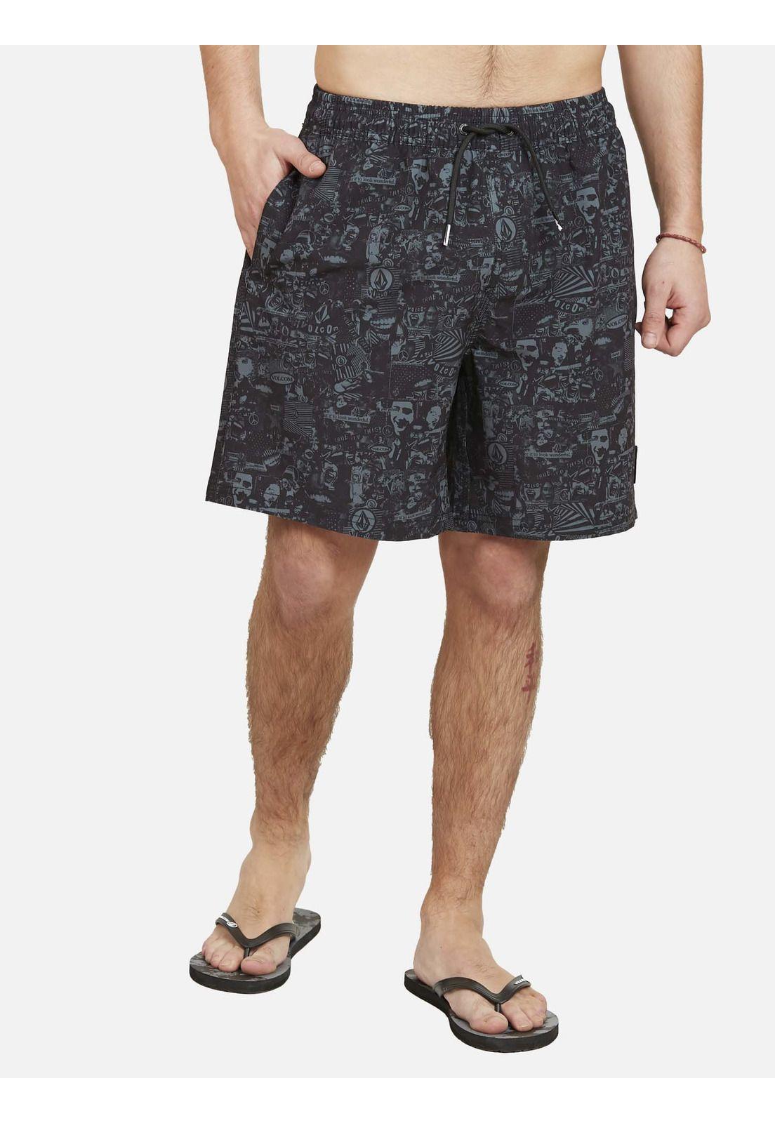 Traje de Baño JAPAN COLLAGE ELASTIC WAIST SHORT Hombre Negro Volcom-0