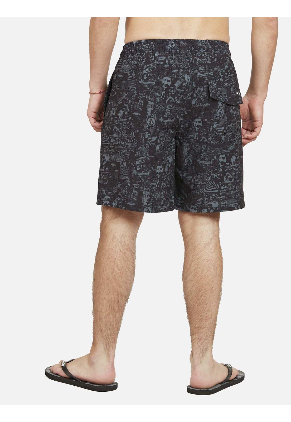Traje de Baño JAPAN COLLAGE ELASTIC WAIST SHORT Hombre Negro Volcom-1