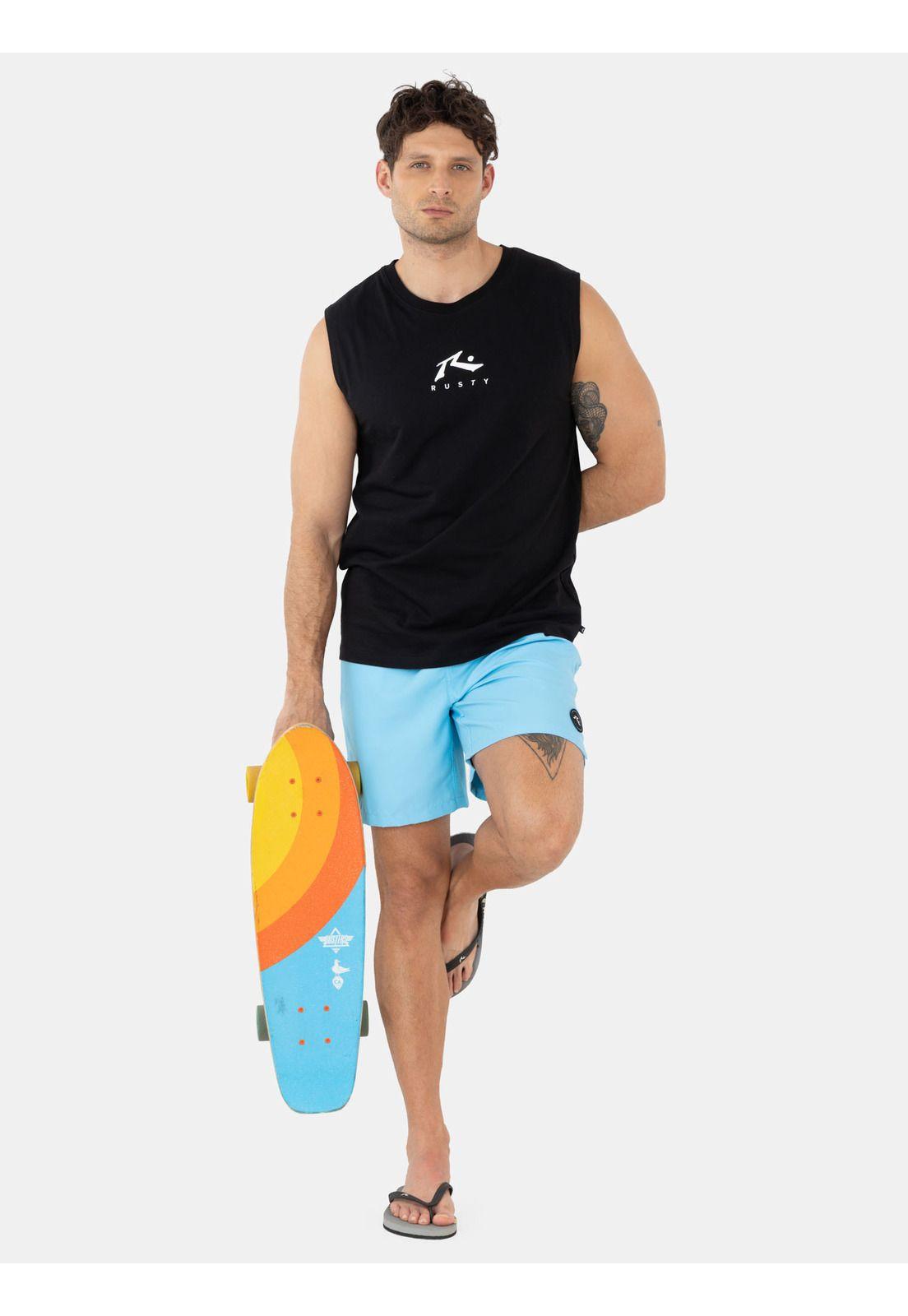 Traje De Baño Microfibra Inked Celeste Hombre Rusty-3