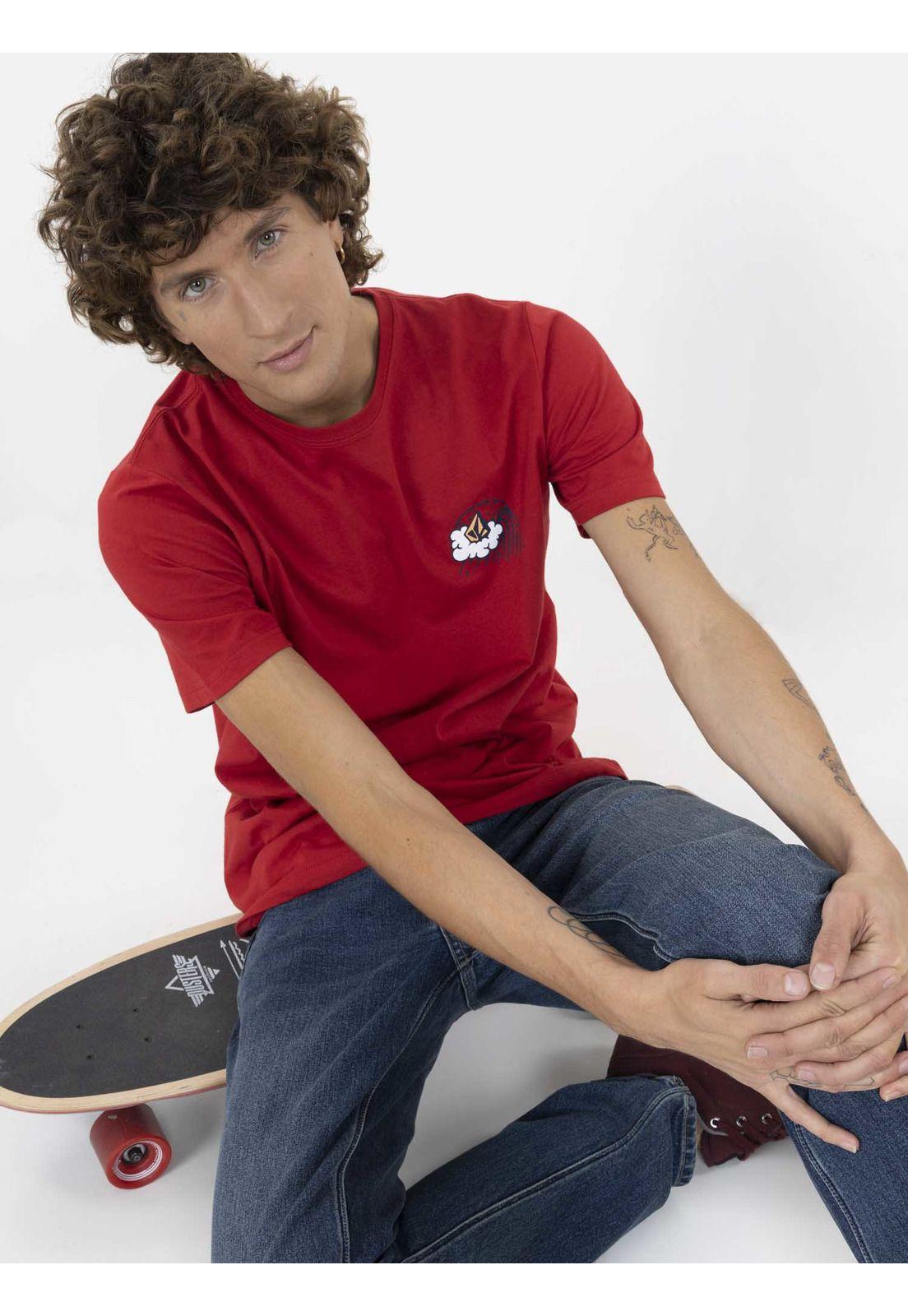 Polera BEACH BREAK SS TEE Hombre Rojo Volcom-3