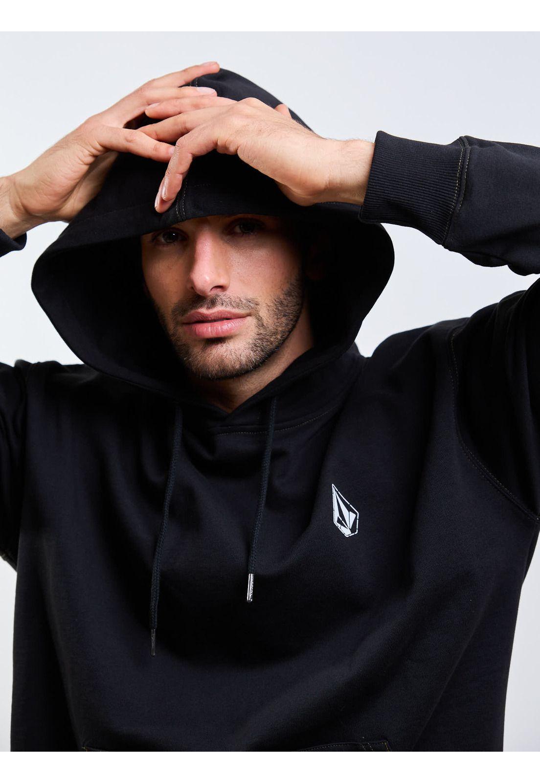 Poleron Canguro Skidder Pullover Negro Hombre Volcom-4