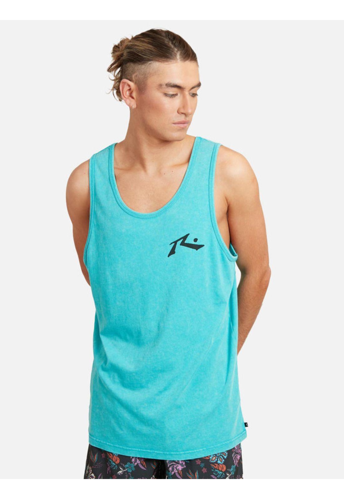 Polera Splat Down Acid Tank Celeste Hombre Rusty-0