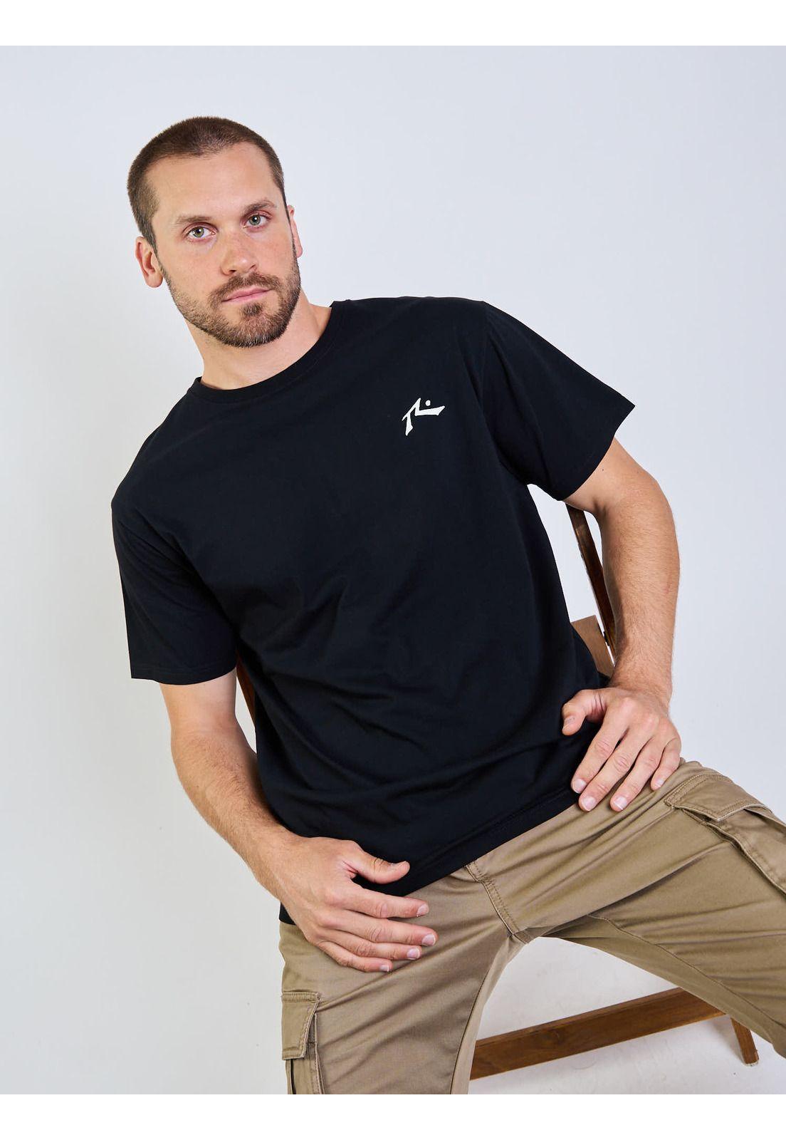 Polera MC Tiny R Logo Negro Hombre Rusty-5