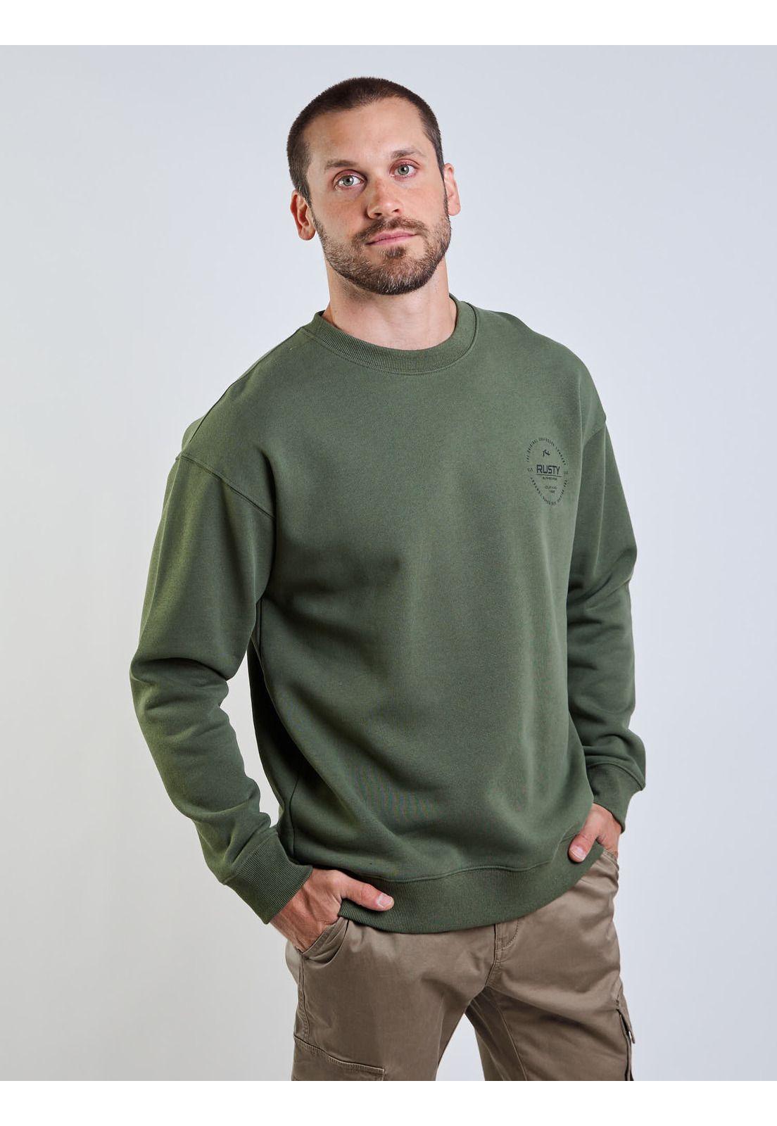 Poleron CR Seal Our Kind Crew Verde Hombre Rusty-5