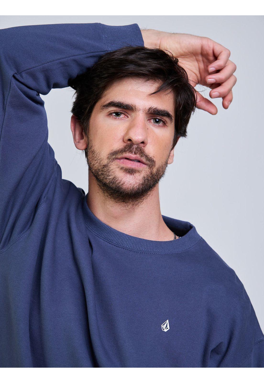 Poleron CR Single Stone Crew Azul Hombre Volcom-3
