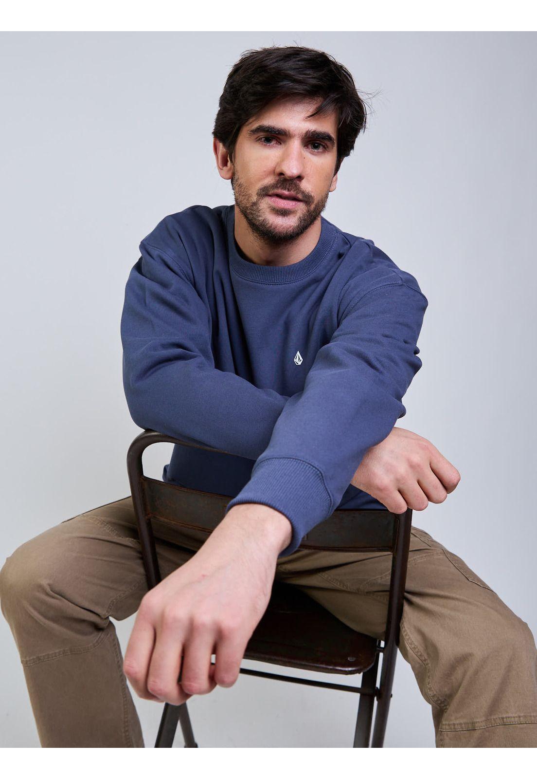 Poleron CR Single Stone Crew Azul Hombre Volcom-5