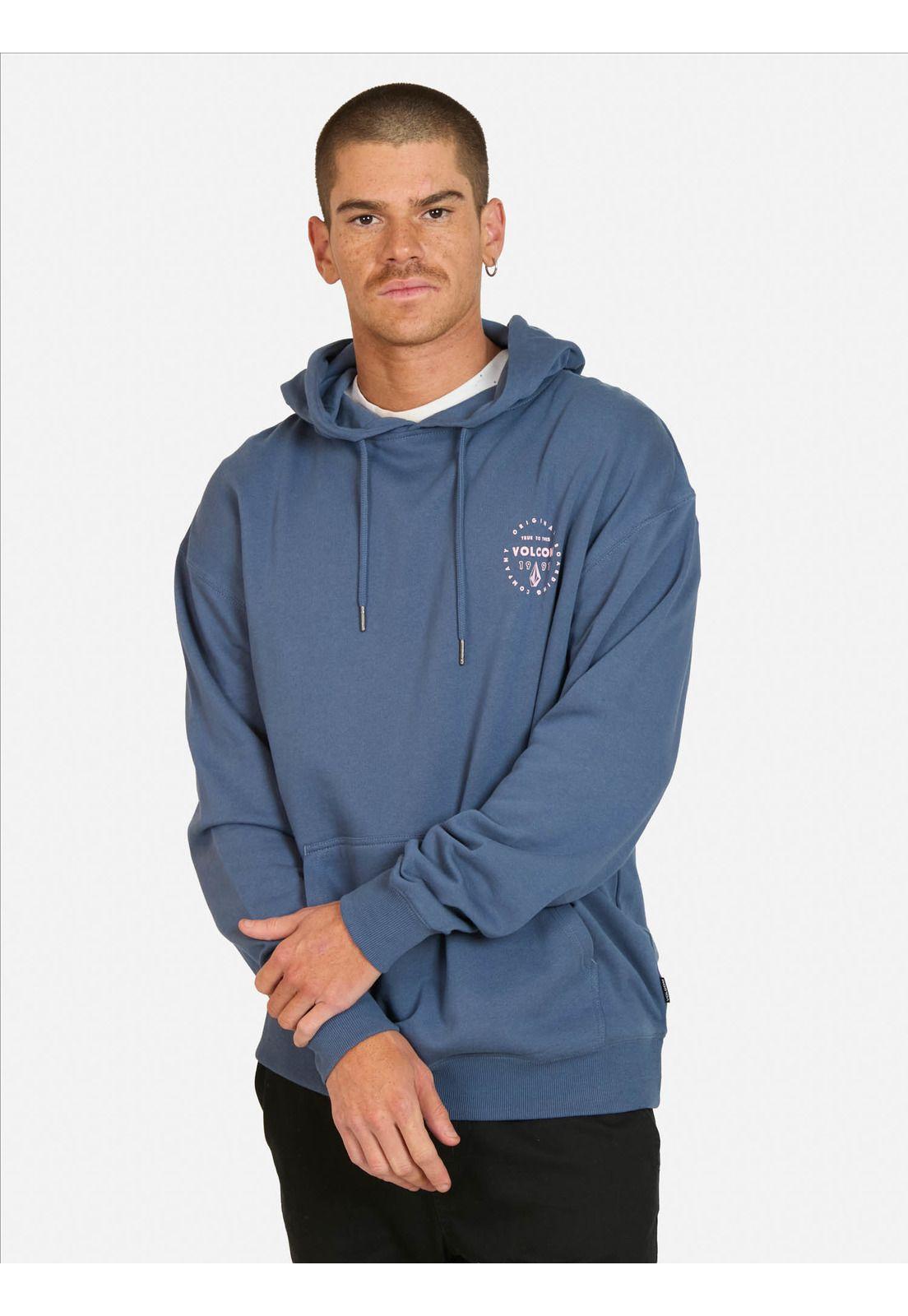 Poleron Canguro Spin Azul Hombre Volcom-0