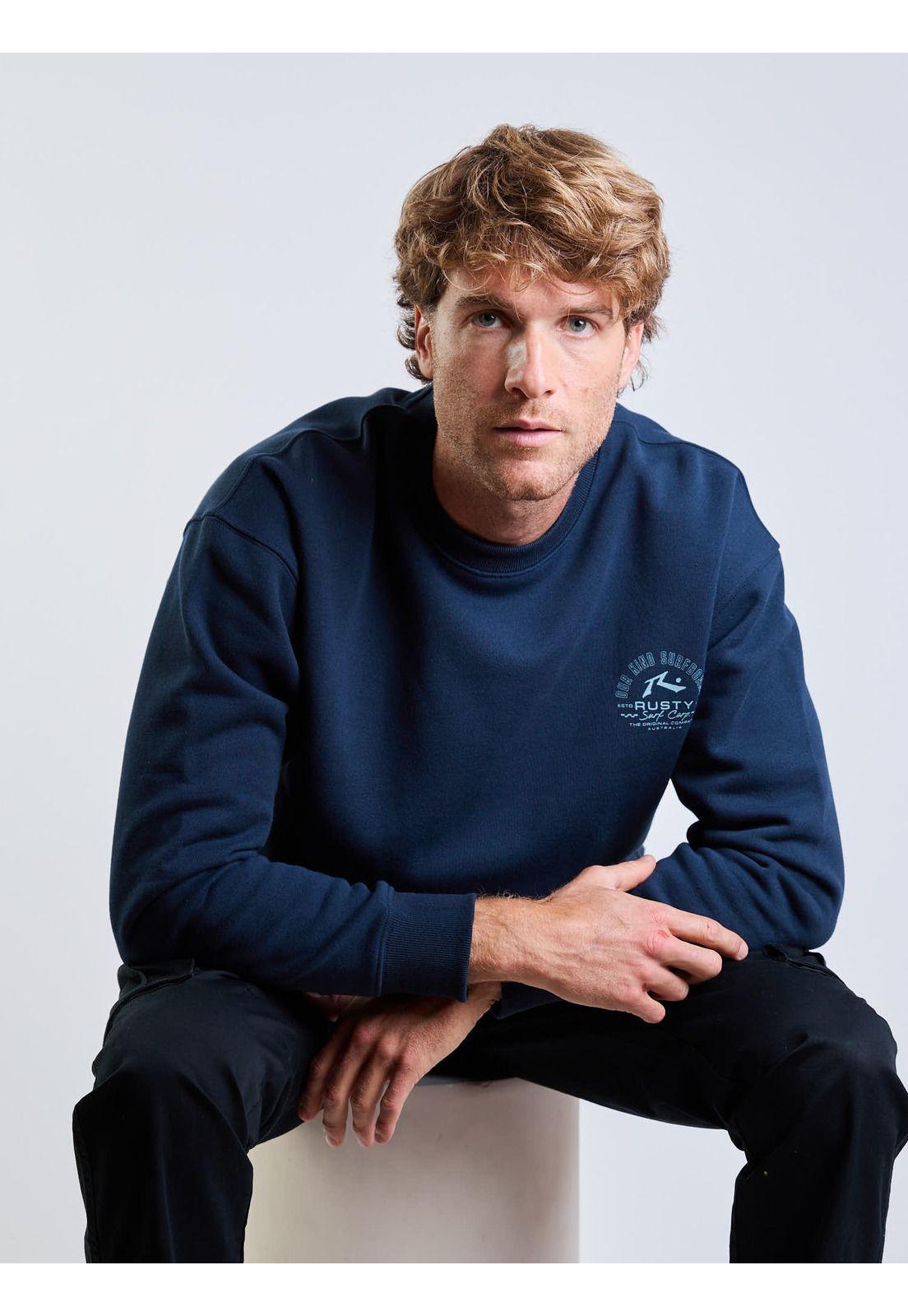 Poleron CR Heat Surf Crew Azul Hombre Rusty-5