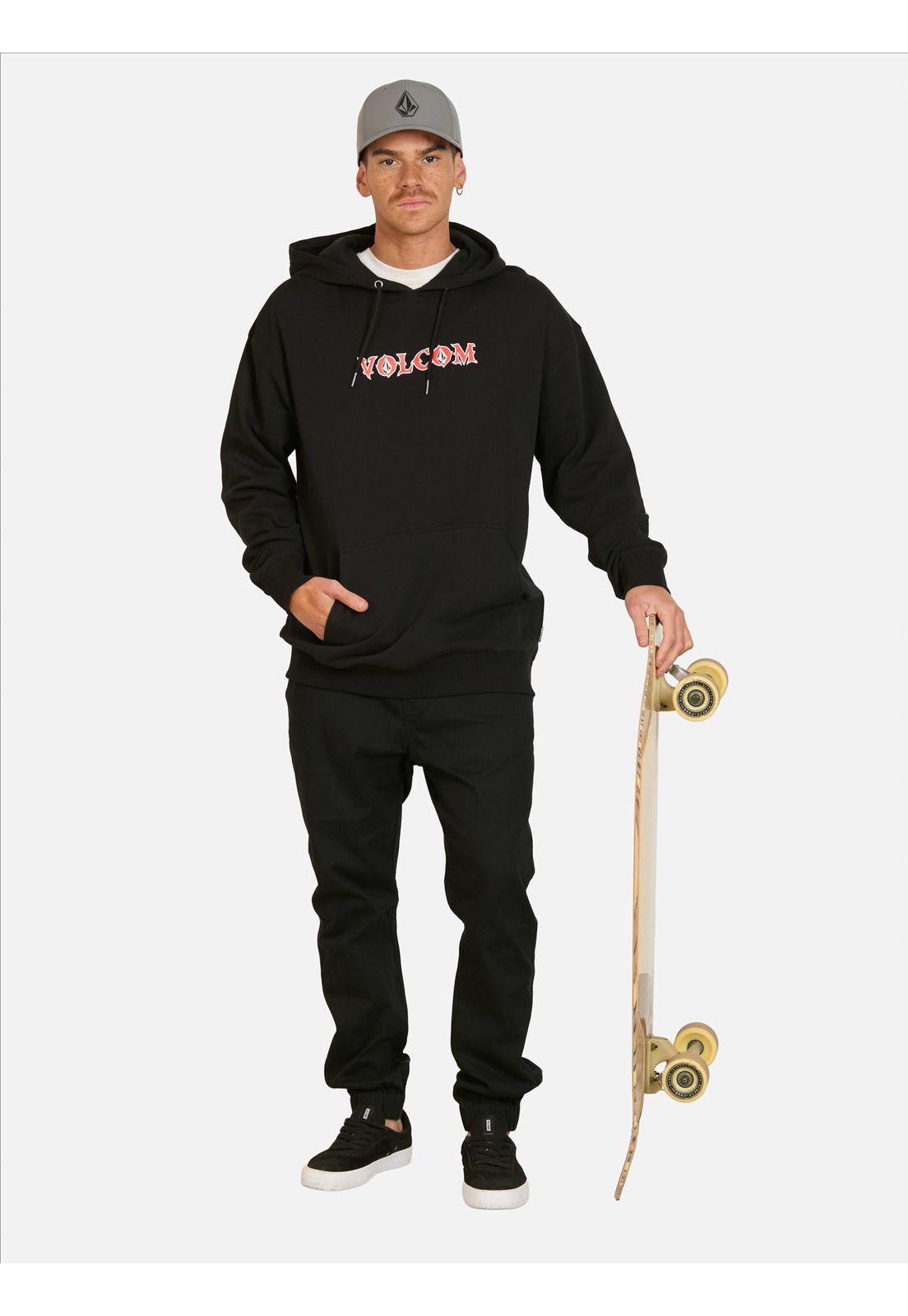 Poleron Canguro Grind Negro Hombre Volcom-3