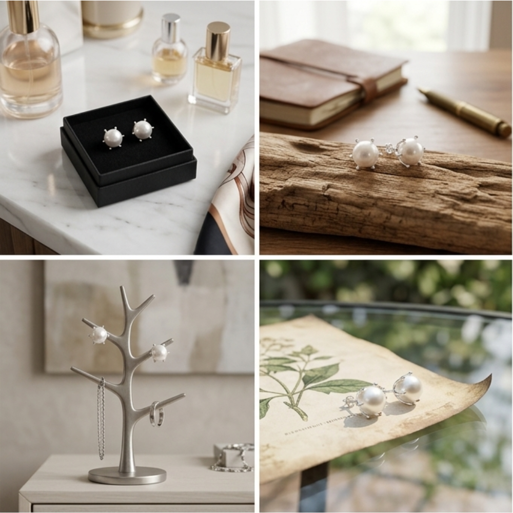 Aros Plata 925 Pistilo Con Perla 6 mm-2