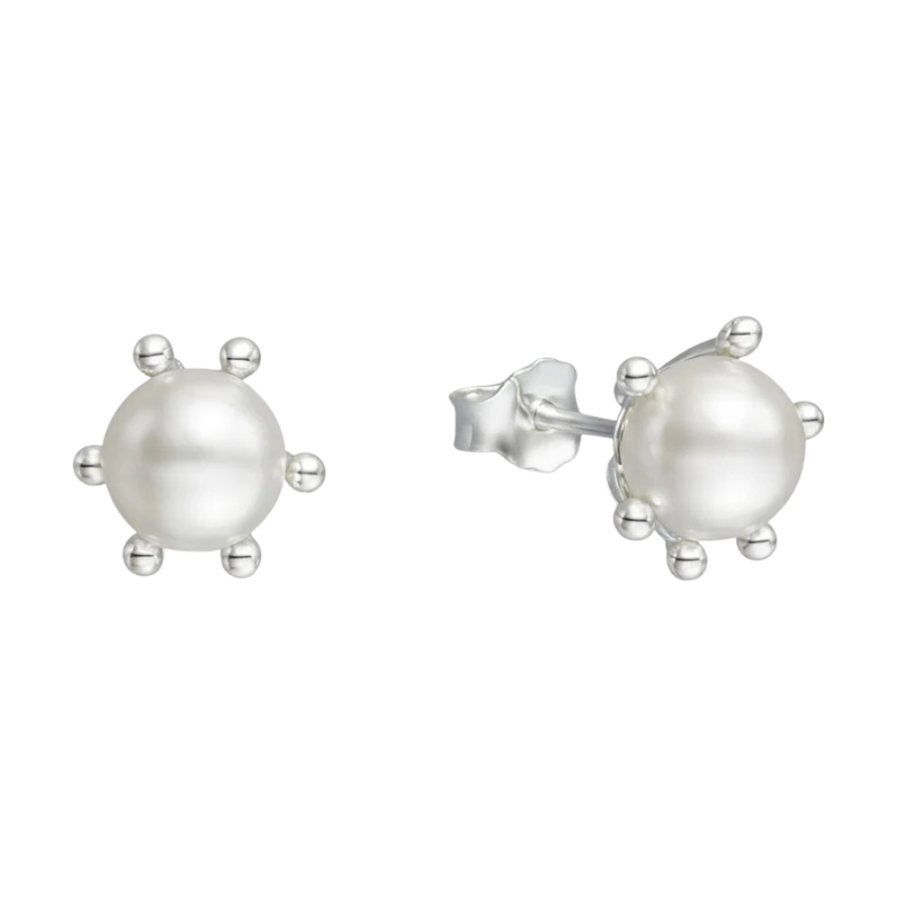 Aros Plata 925 Pistilo Con Perla 6 mm-4