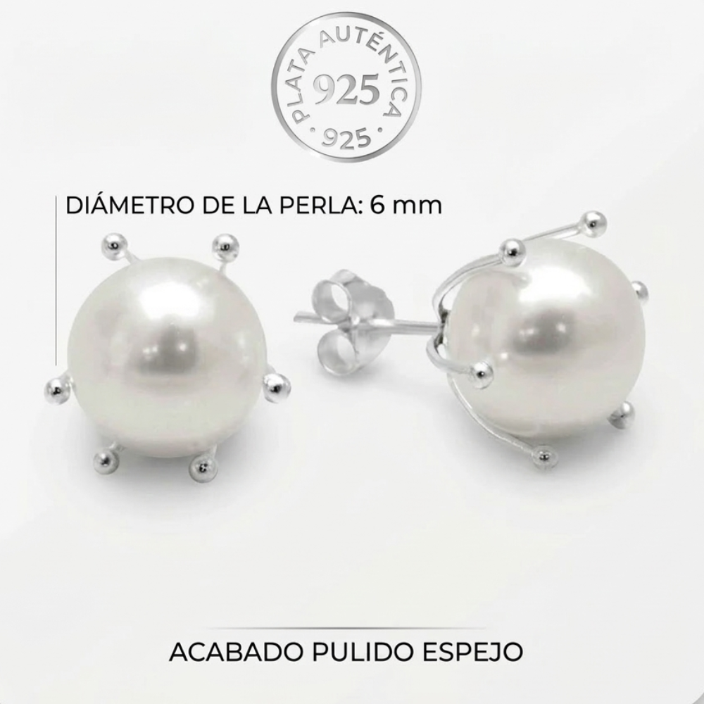 Aros Plata 925 Pistilo Con Perla 6 mm-5