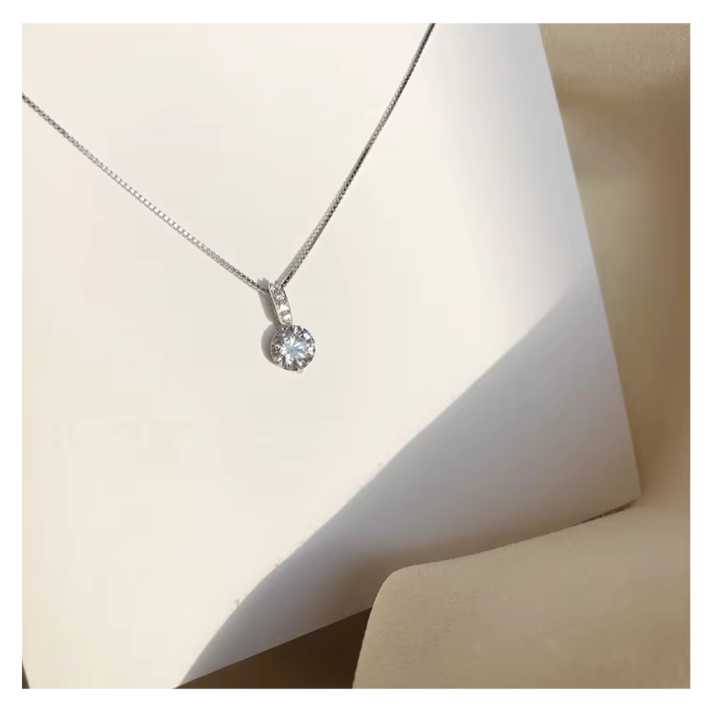 Collar Plata Punto De Luz Circon 40 Cm-8