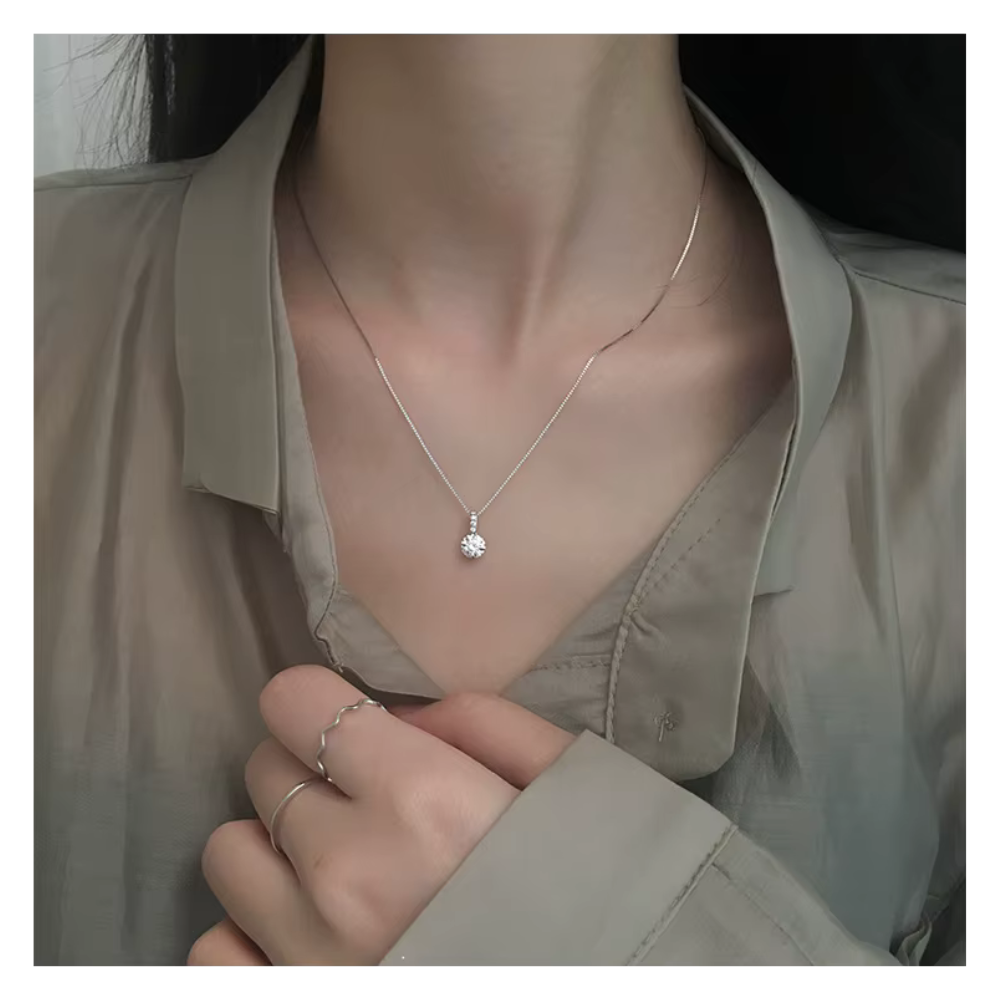 Collar Plata Punto De Luz Circon 40 Cm-3