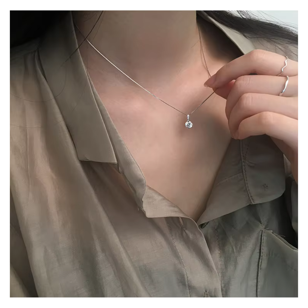 Collar Plata Punto De Luz Circon 40 Cm-5