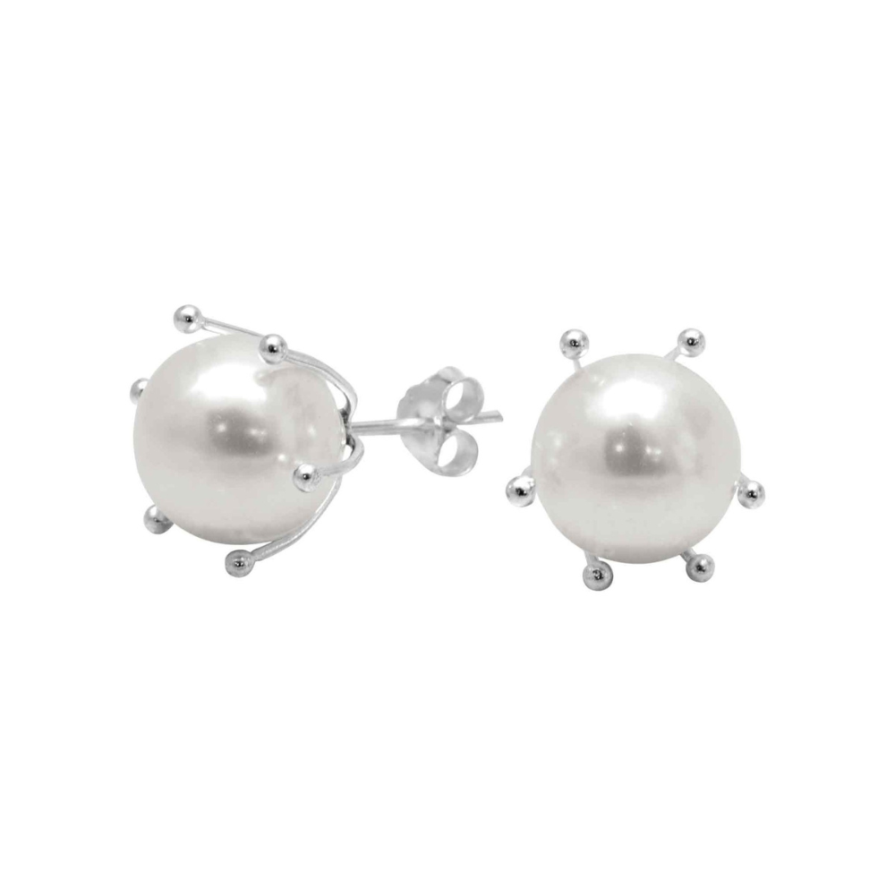 Aros de Plata 925 Perla con Pistilo-1