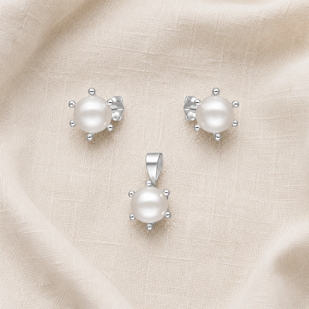 Conjunto de Plata 925 Pistilo con Perlas 8 mm-3