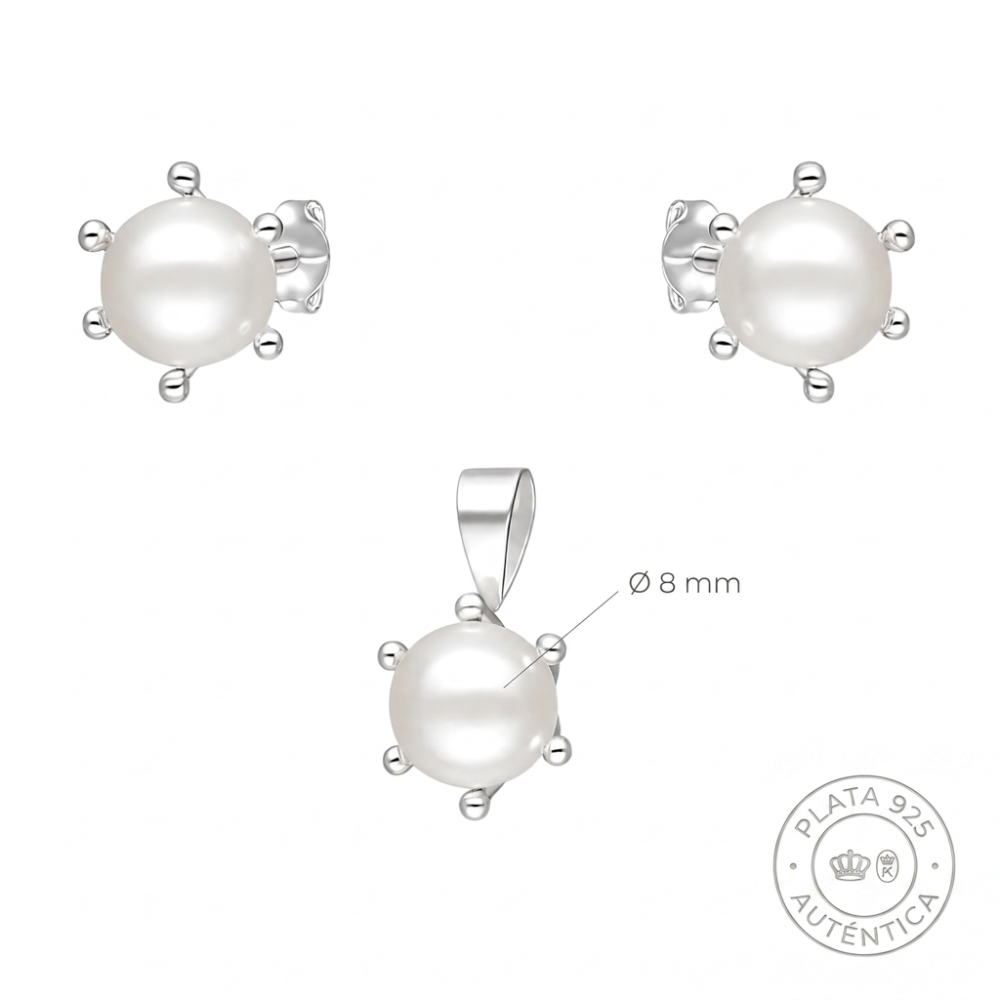 Conjunto de Plata 925 Pistilo con Perlas 8 mm-4