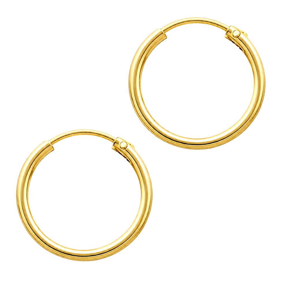 Aros Argolla Lisa 12 mm Ba o de Oro 18K-1
