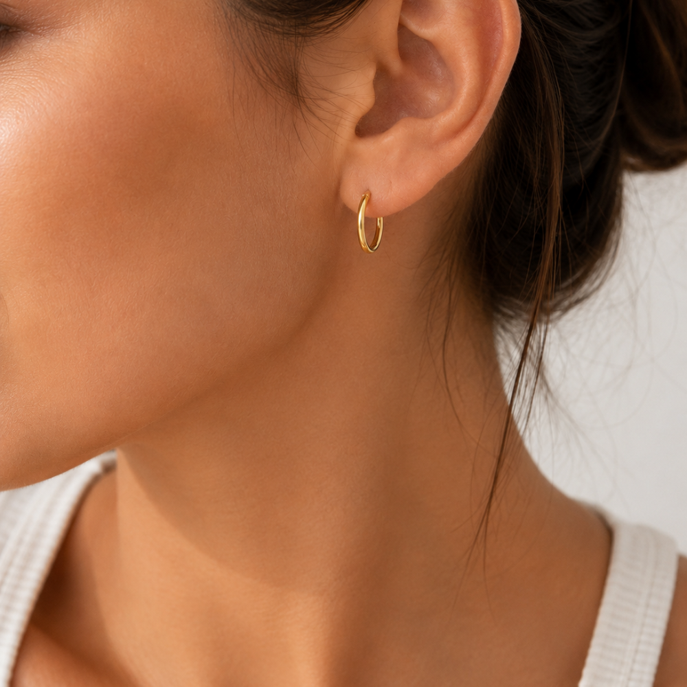 Aros Argolla Lisa 12 mm Ba o de Oro 18K-2