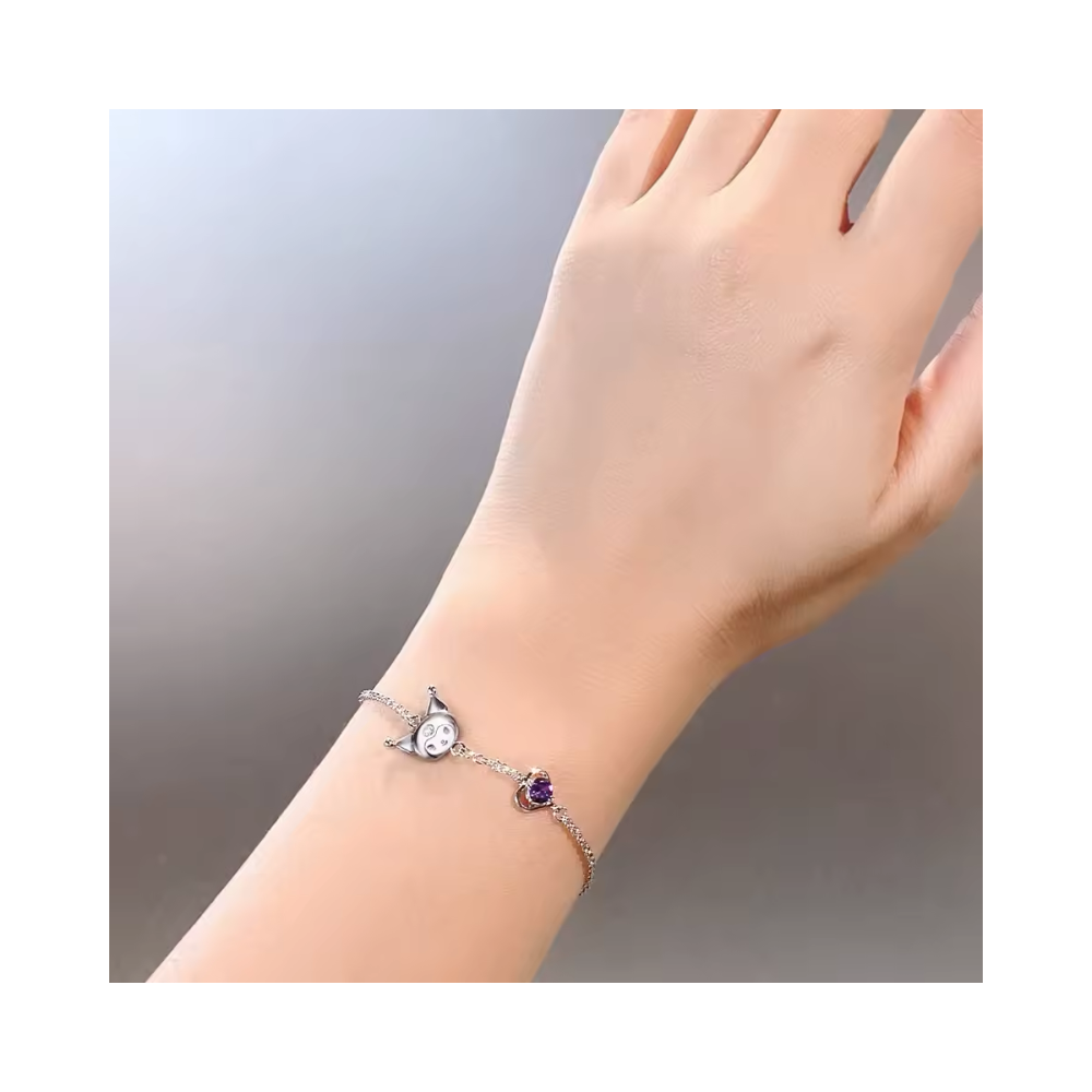 Pulsera De Acero Estilo Kawaii Kuromi Con Circón-3